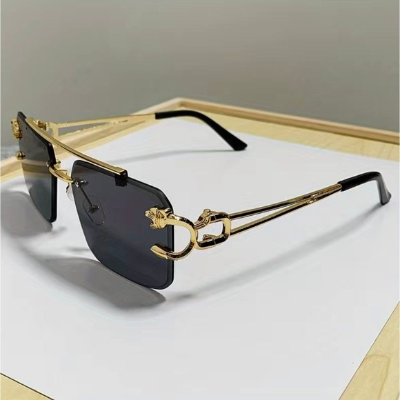 UV400 Retro Rimless Sunglasses For Men Steampunk Outdoor Cycling Sunglasses - Picture 8 of 8